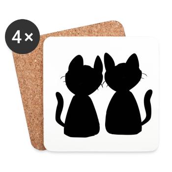 Cats Friends Animals Symbol Cat Love - Coasters (set of 4) - white - Front