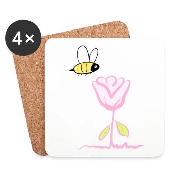 Flower Natural plant Animal Bee - Coasters (set of 4) - white - Front