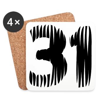 31 number jersey - Coasters (set of 4) - white - Front