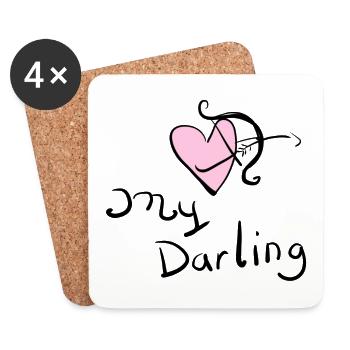 mon symbole d’amour de cœur de flèche chérie - Dessous de verre (lot de 4) - blanc - Devant