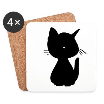 Cat animals cute pet small kawaii - Coasters (set of 4) - white - Front