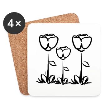 drei Blumen Rosen symbol - Untersetzer (4er-Set) - Weiß - Vorne