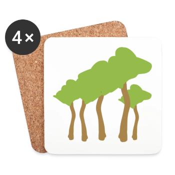 Forest Symbol Cartoon Trees Tree - Coasters (set of 4) - white - Front