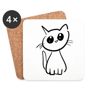 Cat animal cute pet small - Coasters (set of 4) - white - Front
