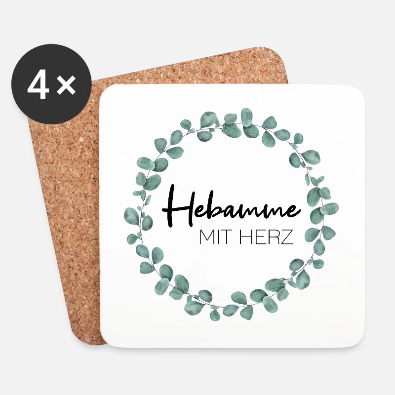 Hebamme mit Herz - Untersetzer (4er-Set) - Weiß