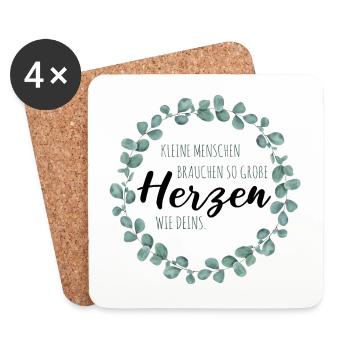 Kleine Menschen brauchen so große Herzen wie Deins - Untersetzer (4er-Set) - Weiß - Vorne