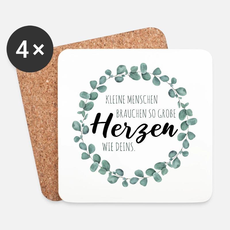 Kleine Menschen brauchen so große Herzen wie Deins - Untersetzer (4er-Set) - Weiß