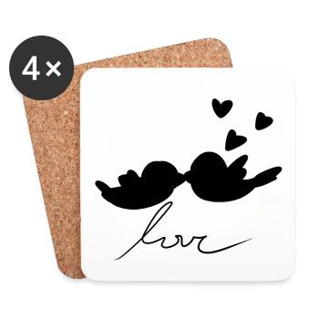 Valentine's Day Couple Bird Hearts Love - Coasters (set of 4) - white - Front