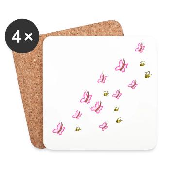 symbols butterflies bees nature flying - Coasters (set of 4) - white - Front