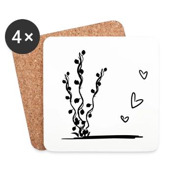 Plant Nature Symbol Leaves - Coasters (set of 4) - white - Front