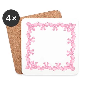 cadre carré boucle carrée rose - Dessous de verre (lot de 4) - blanc - Devant