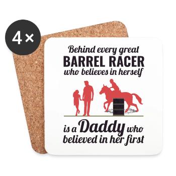Barrel Racer Racing Horse Riding Dad Fathers day - Coasters (set of 4) - white - Front