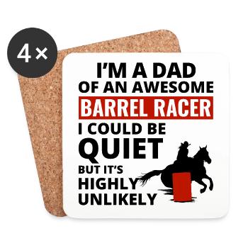 Barrel Racer Racing Horse Riding Dad Fathers day - Coasters (set of 4) - white - Front