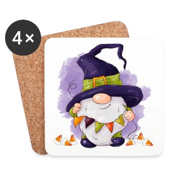 Halloween-Wichtel - Untersetzer (4er-Set) - Weiß - Vorne