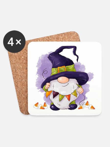 Halloween-Wichtel - Untersetzer (4er-Set) - Weiß