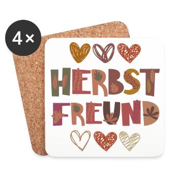 Herbst Freund Dankbarkeit Blätter - Untersetzer (4er-Set) - Weiß - Vorne