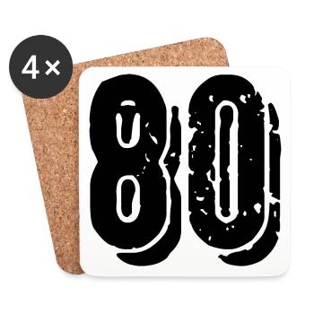 80 Zahl Trikot - Untersetzer (4er-Set) - Weiß - Vorne
