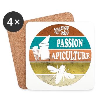 Passion for beekeeping: vintage smoker beekeeper - Coasters (set of 4) - white - Front