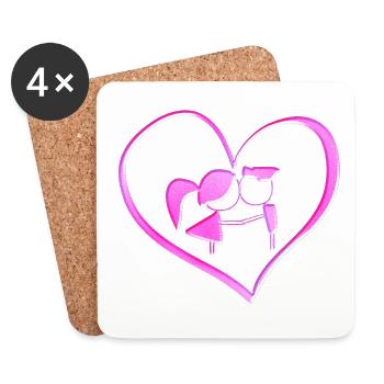 Symbol herz liebespaar pärchen rosa - Untersetzer (4er-Set) - Weiß - Vorne