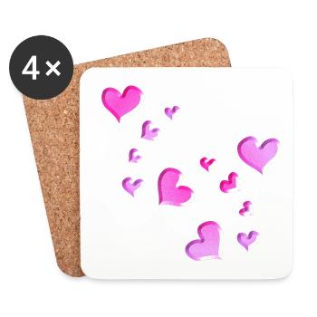 Heart Pattern Pink symbol glitter - Coasters (set of 4) - white - Front