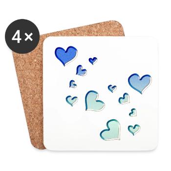 Muster Herzen Herz Symbol blau glitzer türkis - Untersetzer (4er-Set) - Weiß - Vorne