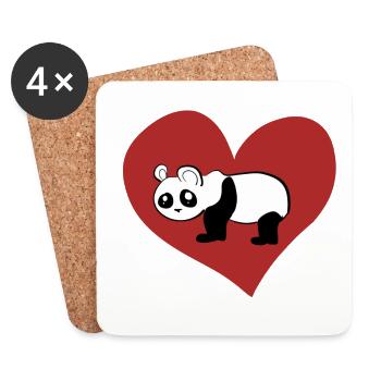 roter Panda cartoon herz liebe bär - Untersetzer (4er-Set) - Weiß - Vorne