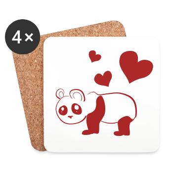 Panda rot Herzen Tierliebe Tier - Untersetzer (4er-Set) - Weiß - Vorne