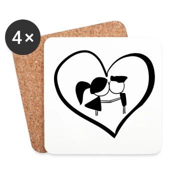 amoureux des symboles du cœur - Dessous de verre (lot de 4) - blanc - Devant