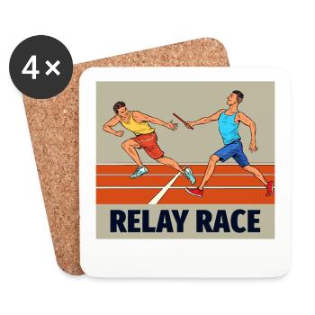 Staffellauf Leichtathlet Leichtathletik - Untersetzer (4er-Set) - Weiß - Vorne