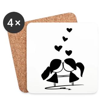 liebespaar herzen lesbisch lgbt symbol - Untersetzer (4er-Set) - Weiß - Vorne