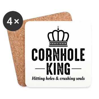 Cornhole Bean Bag Toss Outdoor Lawn Game funny - Coasters (set of 4) - white - Front