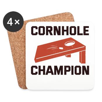 Cornhole Bean Bag Toss Outdoor Lawn Game funny - Coasters (set of 4) - white - Front