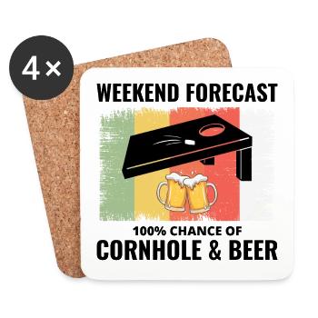 Cornhole Drinking Bean Bag Toss Jeu de pelouse en plein air - Dessous de verre (lot de 4) - blanc - Devant