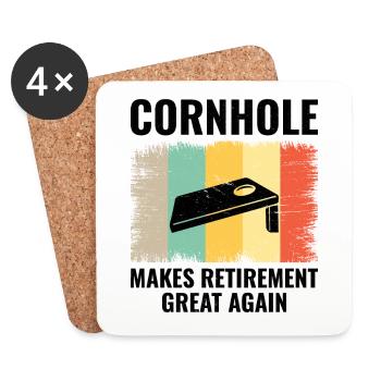 Cornhole Bean Bag Toss Lawn Game Retirement Funny - Coasters (set of 4) - white - Front