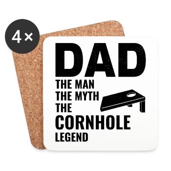 Cornhole Papa Bean Bag Toss Lawn Game Fête des Pères - Dessous de verre (lot de 4) - blanc - Devant