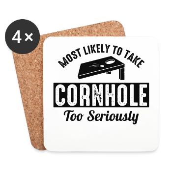 Cornhole Bean Bag Toss Outdoor Lawn Game funny - Coasters (set of 4) - white - Front