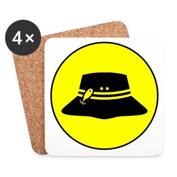 Cercle d’icônes de chapeau de pêche - Dessous de verre (lot de 4) - blanc - Devant