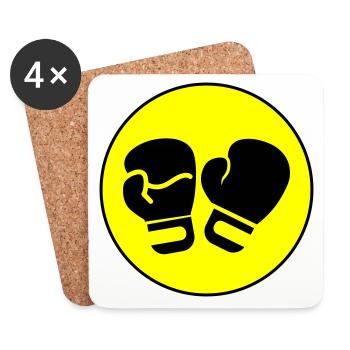 Symbole des gants de boxe - Dessous de verre (lot de 4) - blanc - Devant