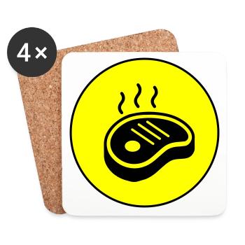 Steak icon circle - Coasters (set of 4) - white - Front