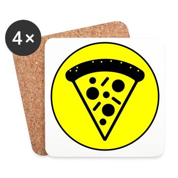 Cercle d’icônes de pizza - Dessous de verre (lot de 4) - blanc - Devant