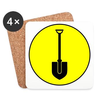 Shovel icon circle - Coasters (set of 4) - white - Front