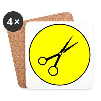 Schere Barber Kreis - Untersetzer (4er-Set) - Weiß - Vorne