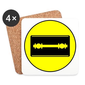 Razor Blade Icon Circle - Coasters (set of 4) - white - Front