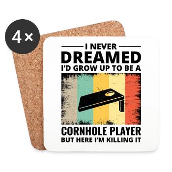 Cornhole Bean Bag Toss Outdoor Lawn Game Funny - Coasters (set of 4) - white - Front