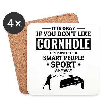 Cornhole Bean Bag Toss Outdoor Lawn Game Funny - Coasters (set of 4) - white - Front
