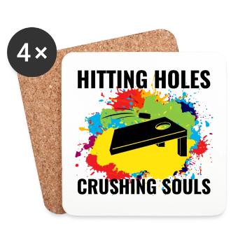 Cornhole Bean Bag Toss Outdoor Lawn Game Funny - Coasters (set of 4) - white - Front