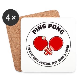 Ping Pong Master Tischtennis Trainer Paddelspieler - Untersetzer (4er-Set) - Weiß - Vorne
