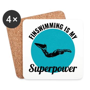Natation Natation Natation Natation Sports nautiques - Dessous de verre (lot de 4) - blanc - Devant