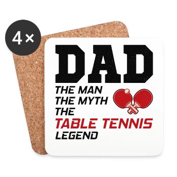 Ping Pong Pong Pong Joueur de Tennis Papa Fête des Pères - Dessous de verre (lot de 4) - blanc - Devant