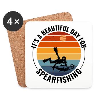 Spearfishing Spearfisher Spearfisherman fishing - Coasters (set of 4) - white - Front